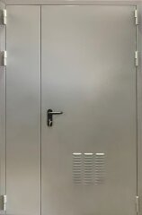 Полуторная противопожарная дверь с вентиляционной решеткой 02